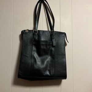 Banana Republic large black leather tote